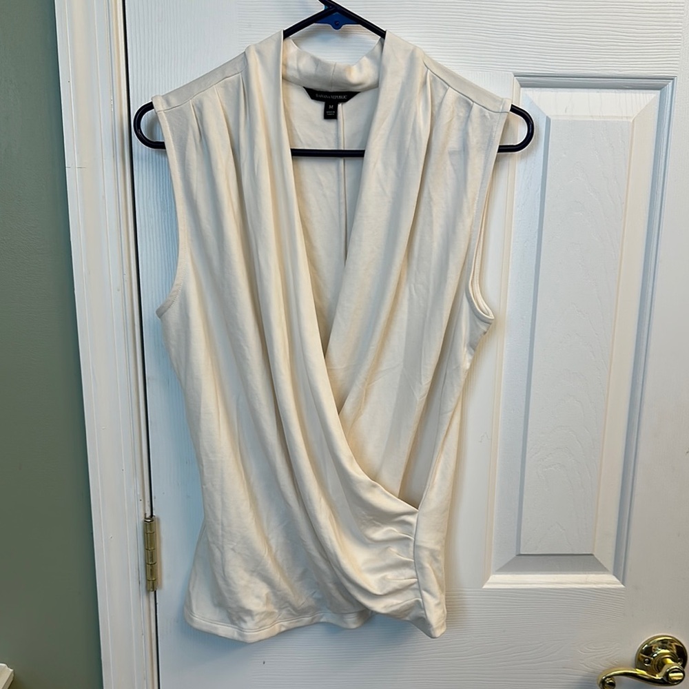 Banana Republic Cream Sleeveless Wrap Blouse